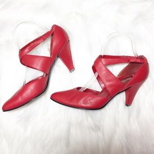 Vintage Red Leather Pumps by The Wild Pair